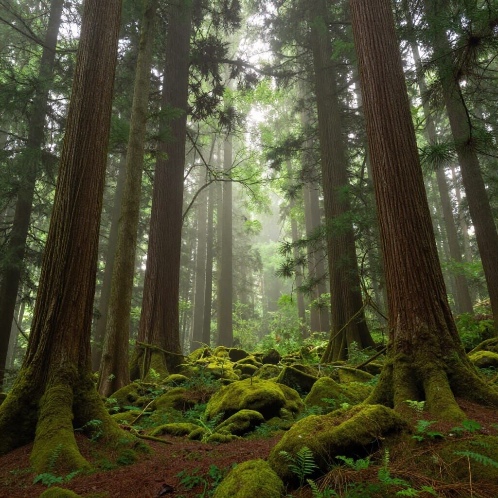 Photorealistic Forest Scene with Dappled Sunlight