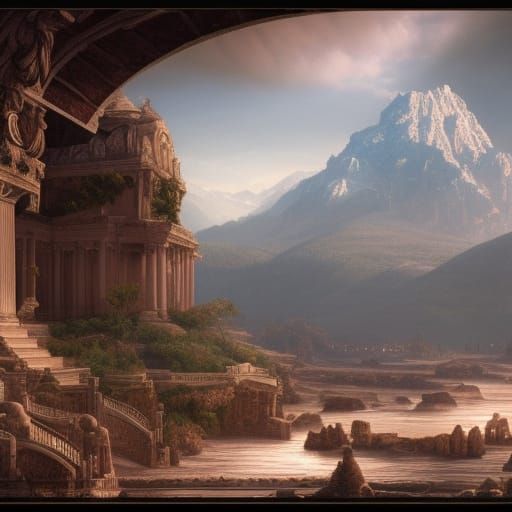 Majestic Mount Olympus: Epic Digital Matte Painting