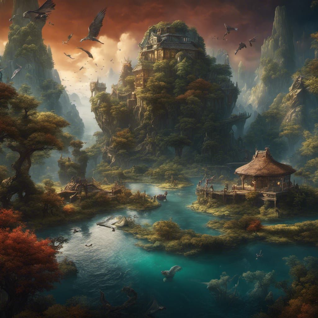 Fantastical Animal Kingdom in Detailed Matte Painting