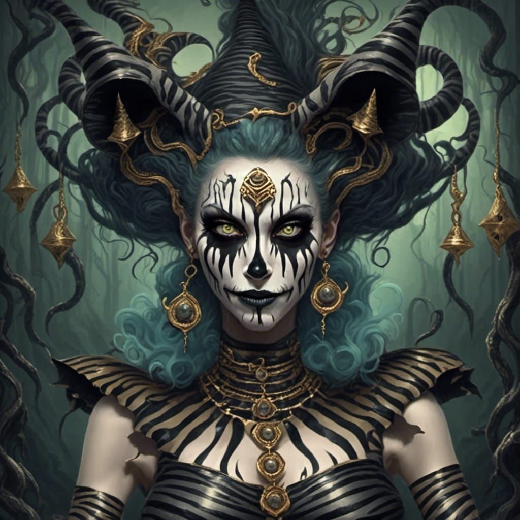 Scary Dark Magic Witch with Ghastly Fangs