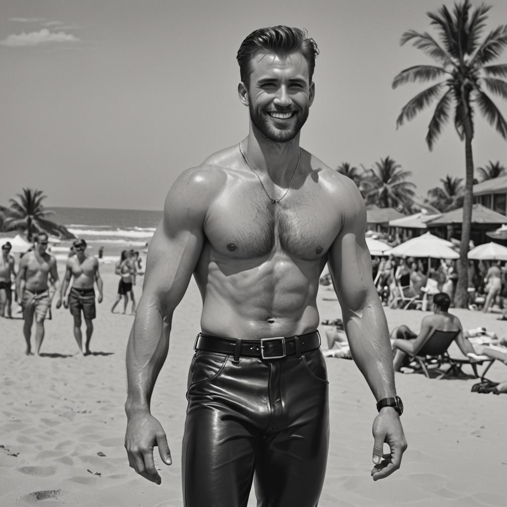 Tom of Finland Style: Handsome Man on Beach