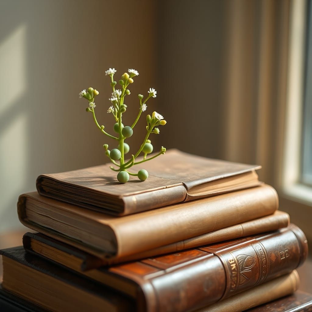 Succulent Still Life with Vintage Books