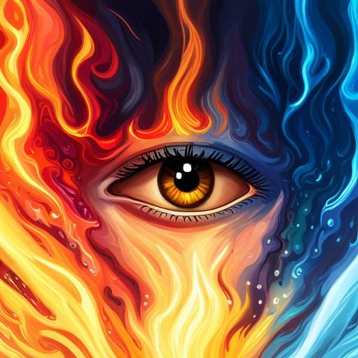 Intricate Eyes of Fire in Hyperrealistic Style