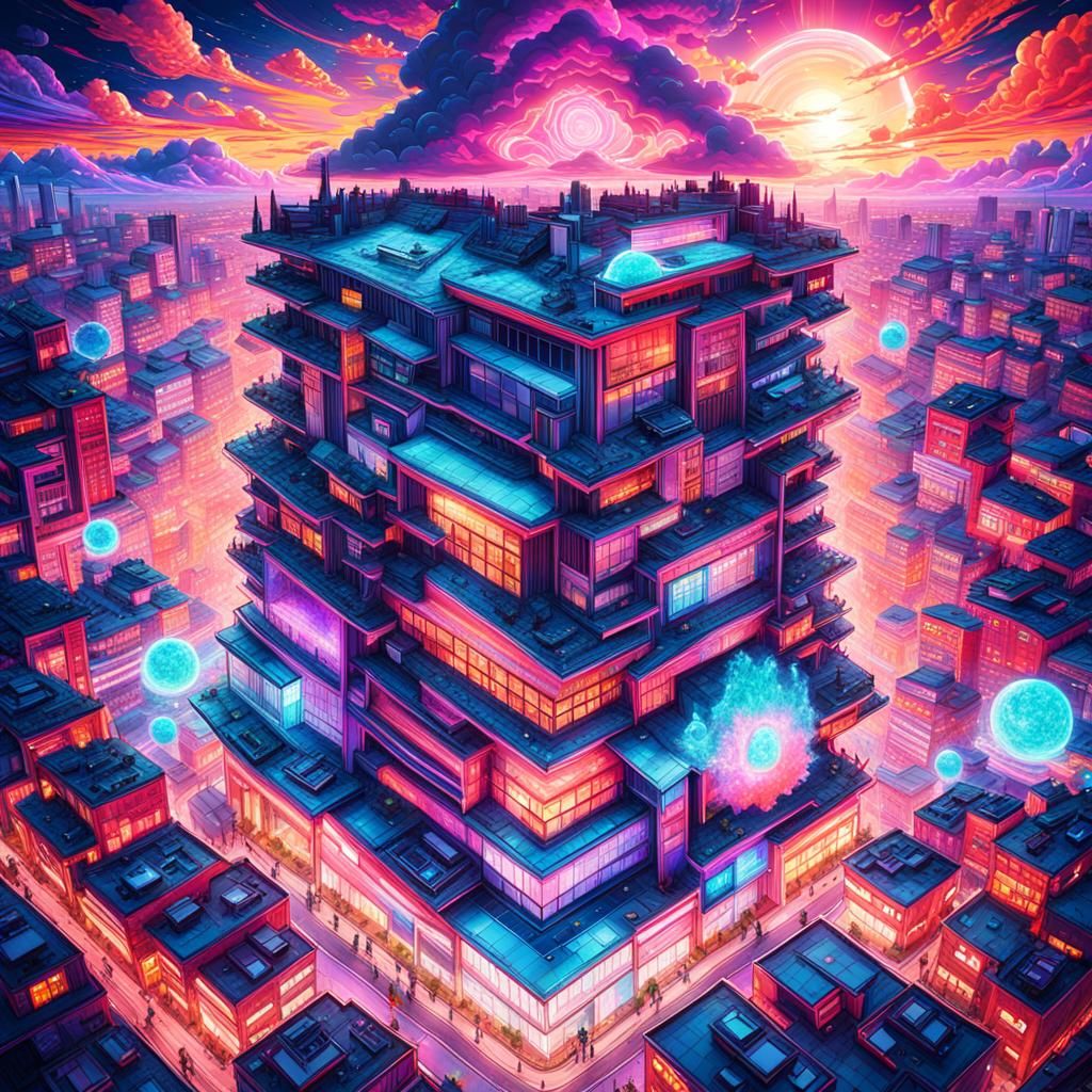 Surreal Nerv HQ Under Evangelion Sky