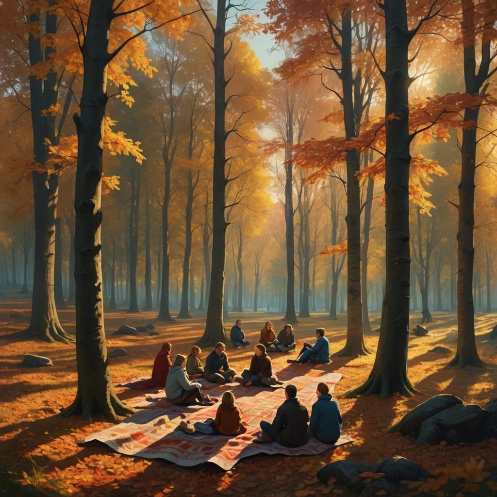 Autumn Picnic: A Fantasy Matte Painting