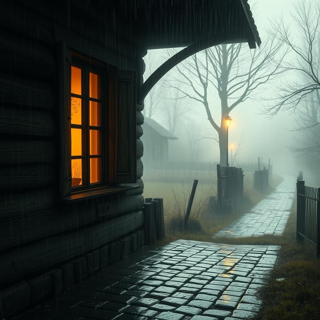 Rainy October Morning in Atmospheric Matte Painting Style