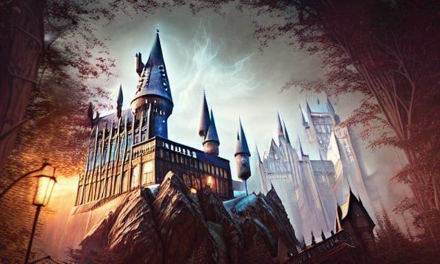 Hyperdetailed Hogwarts Photograph with Sun Rays