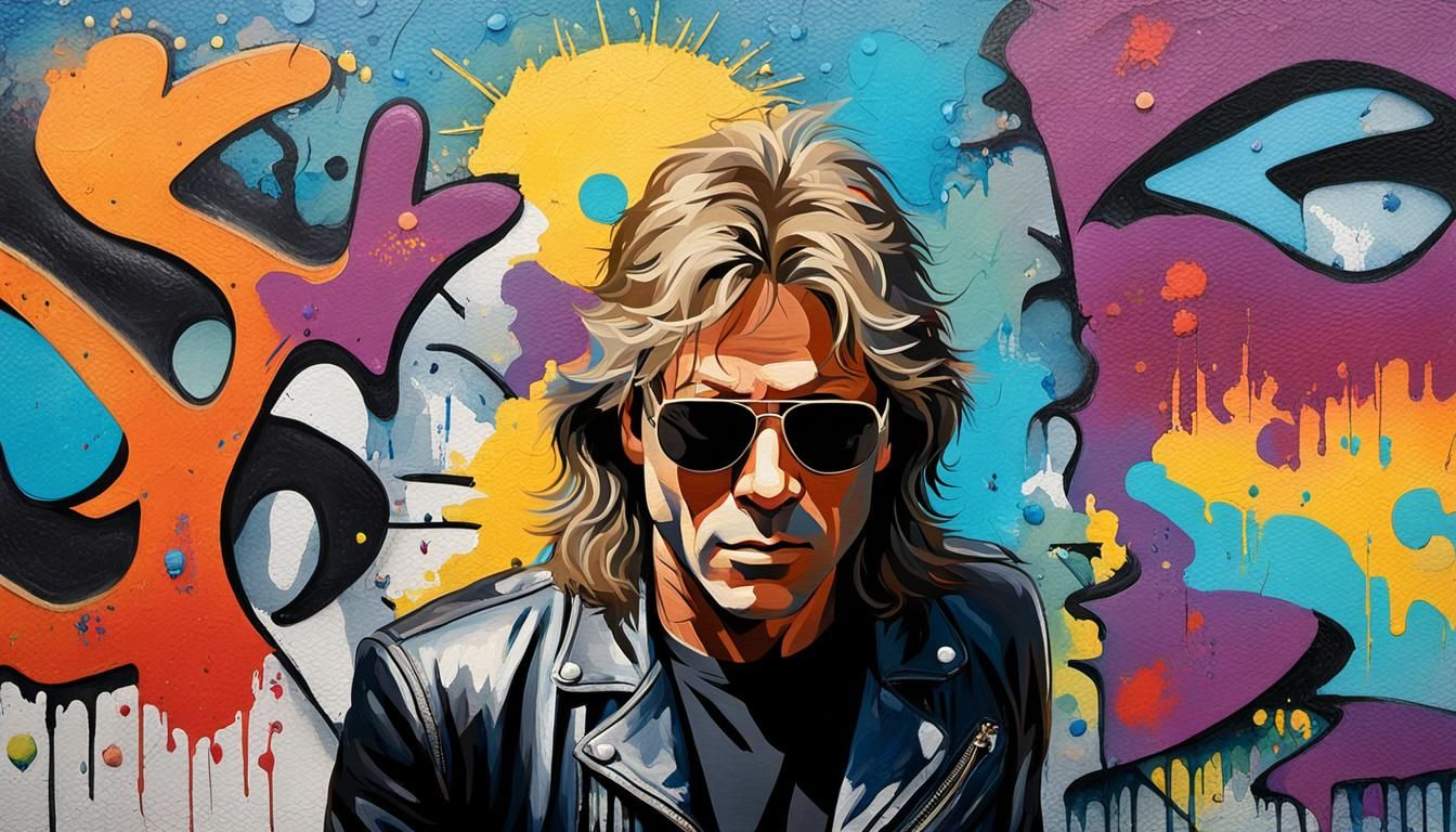 Jon Bon Jovi Portrait in Watercolor Pop Art Style