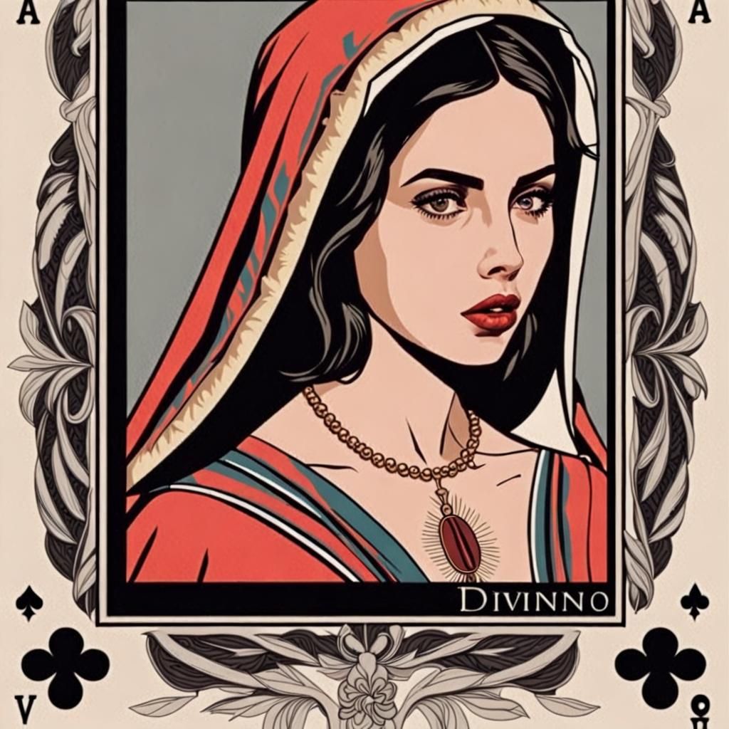 Ana de Armas as Our Lady of Guadalupe in Woodcut Style