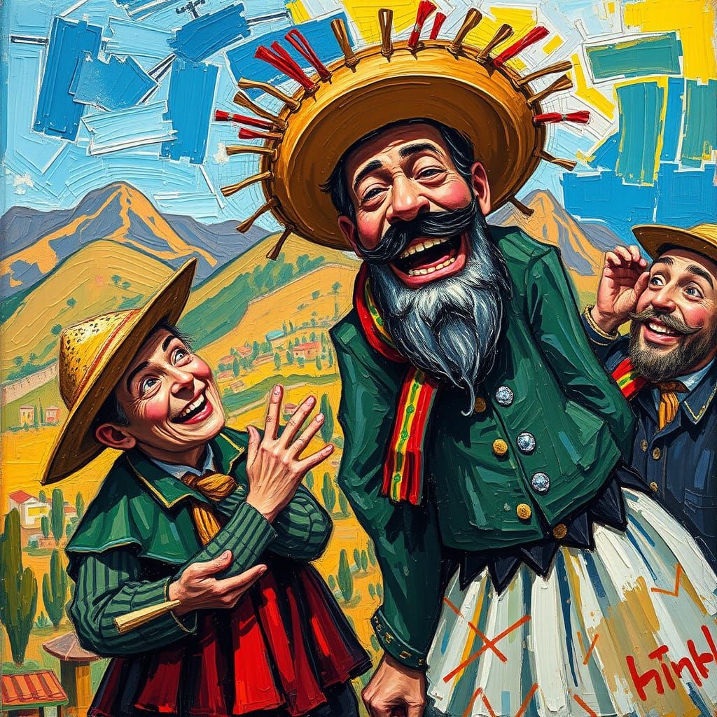 Whimsical Andean Moment in Vibrant Colors