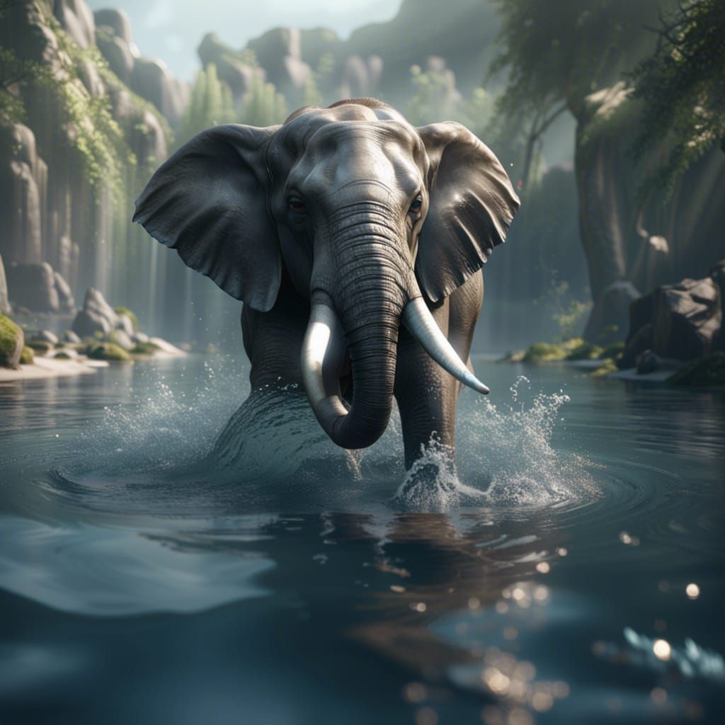 Elephant Swimming: 3D Game Cinematic Graphics