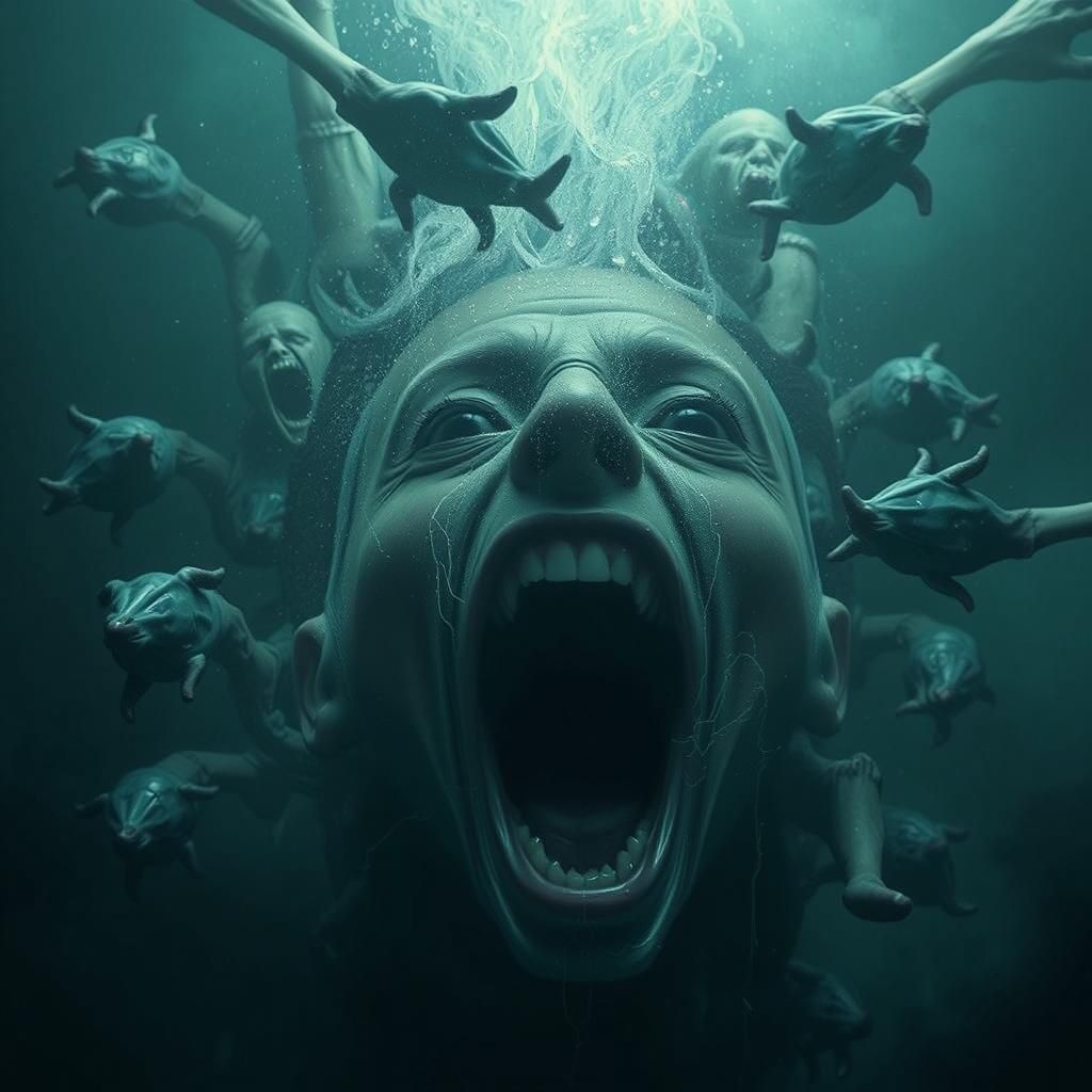 Grotesque Human Centipede Transformation: Horror Portrait