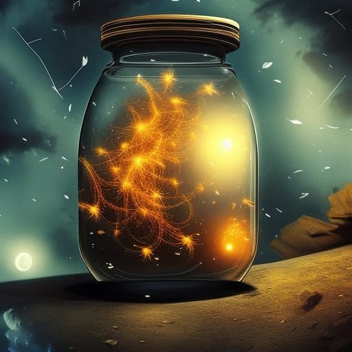 Moon in a Jar with Fireflies: Digital Matte Painting