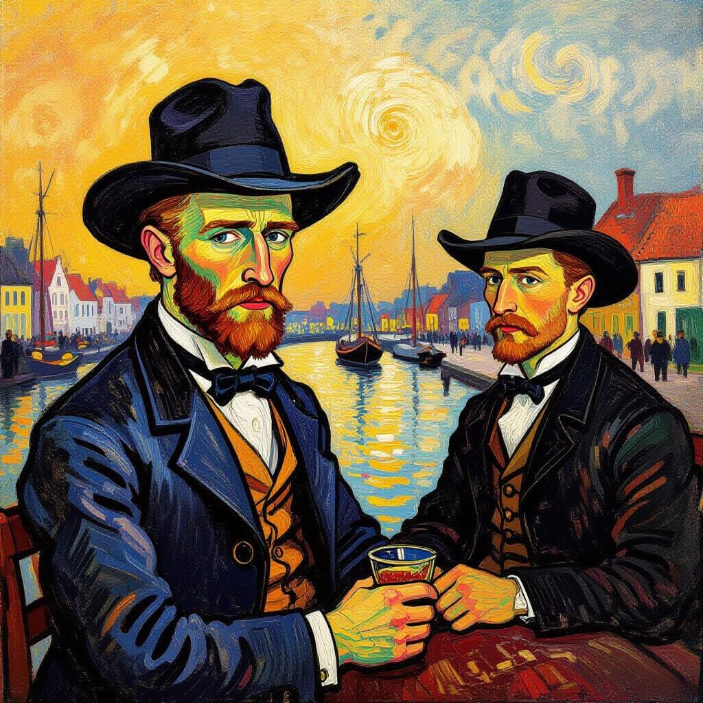 Golden Age Illusion with Vivid Brushstrokes