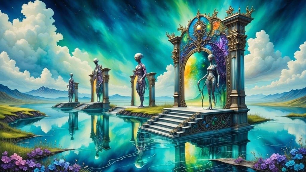 Ethereal Beings Defy Gravity on Celestial Lake