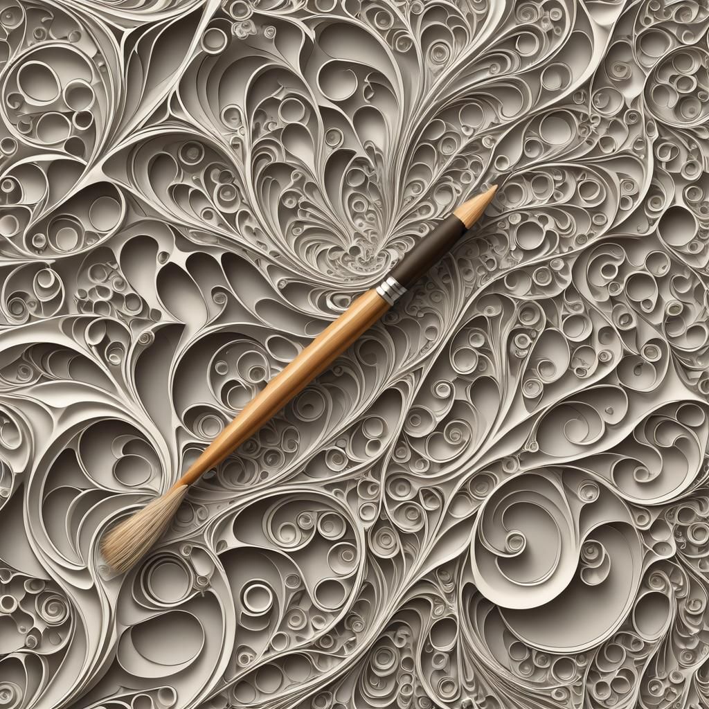 Blank Canvas with Brush in Abstract Fractal Style