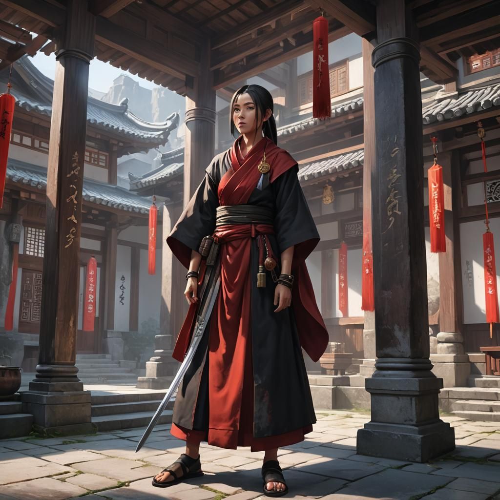 Female Monk in 3D Anime Style