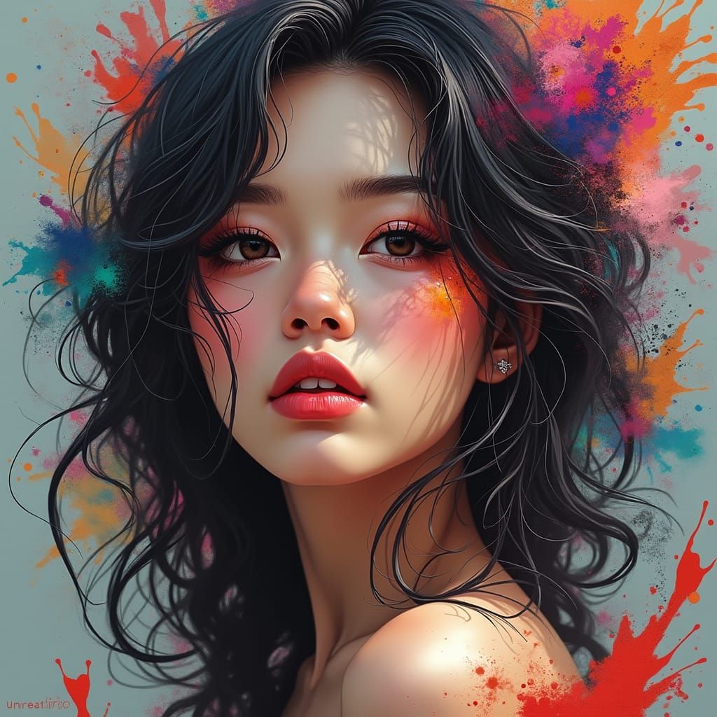 Expressive Portrait of a Woman as Matte Painting