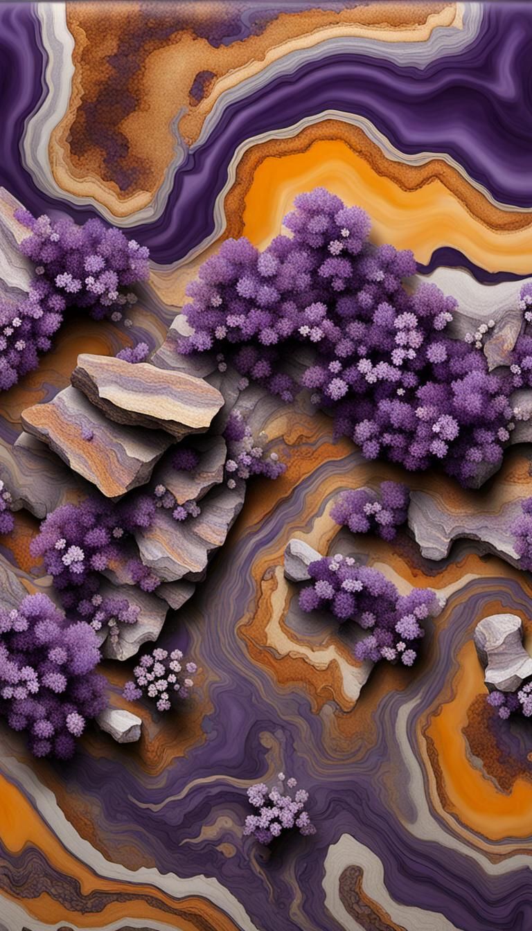 Metallic Amethyst Abstract Art in Jasper Tones