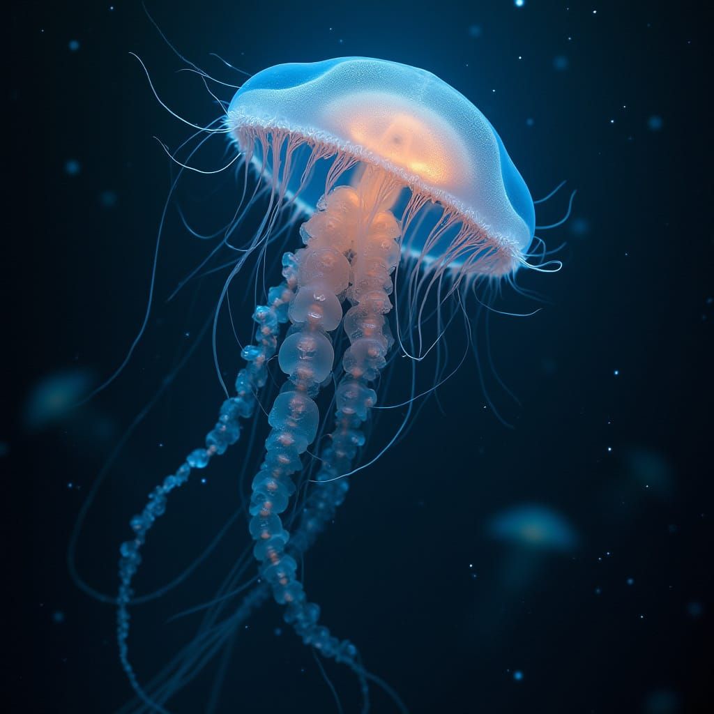 Bioluminescent Jellyfish Glows in Dark Deep-Sea Trench