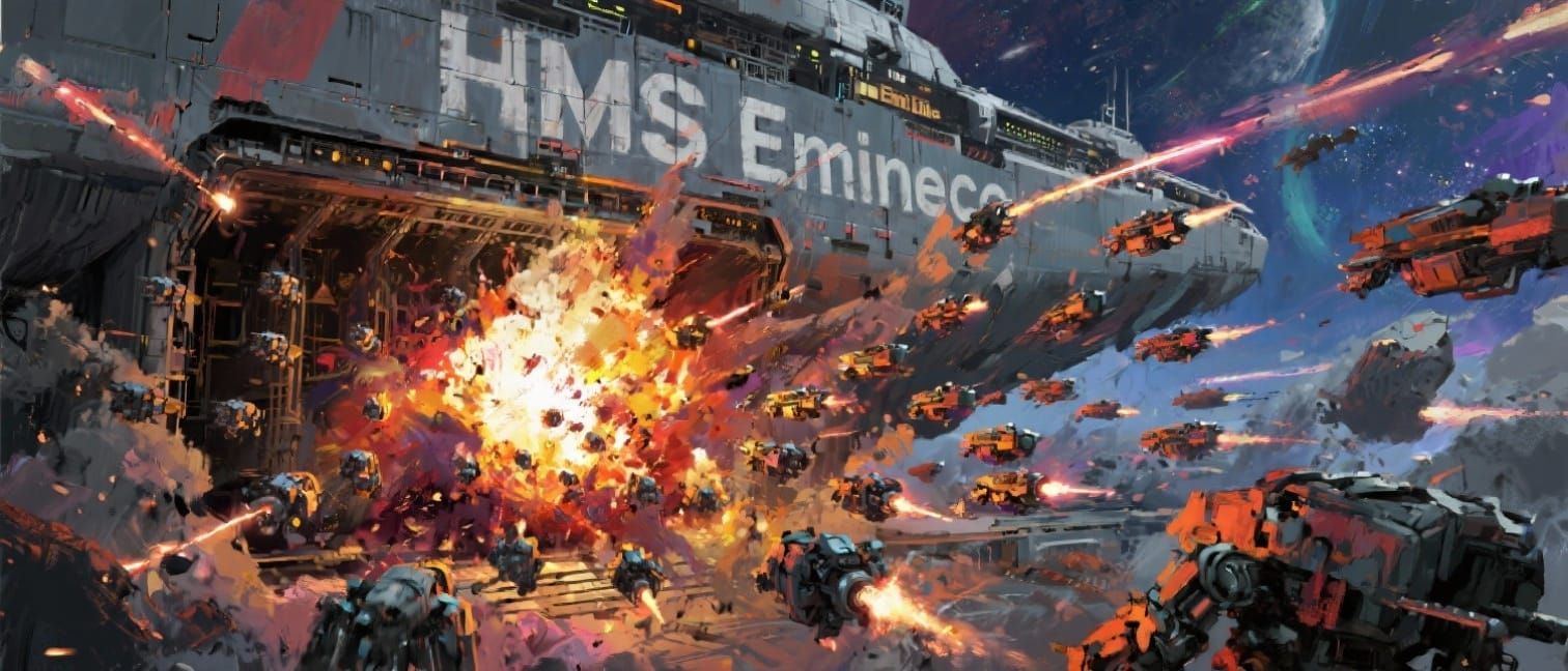 Galactic Shipyard Explosion as Impasto Painting