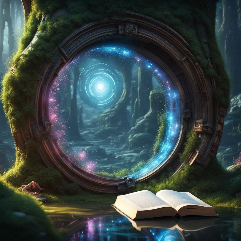 Sci-Fi Portal to Enchanted World from Book