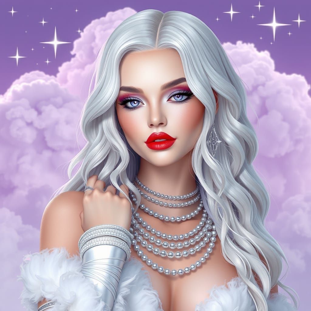 Glamorous Platinum Blonde in Dreamy Digital Art