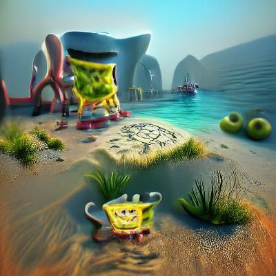 Spongebob Squarepants in Trending Artstation 3D Render