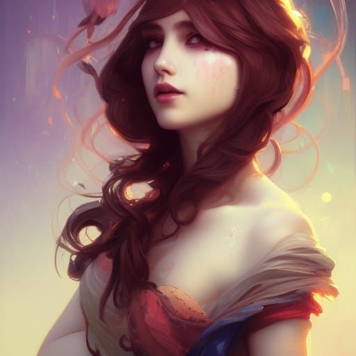 Alice in Wonderland Portrait in Art Nouveau Style