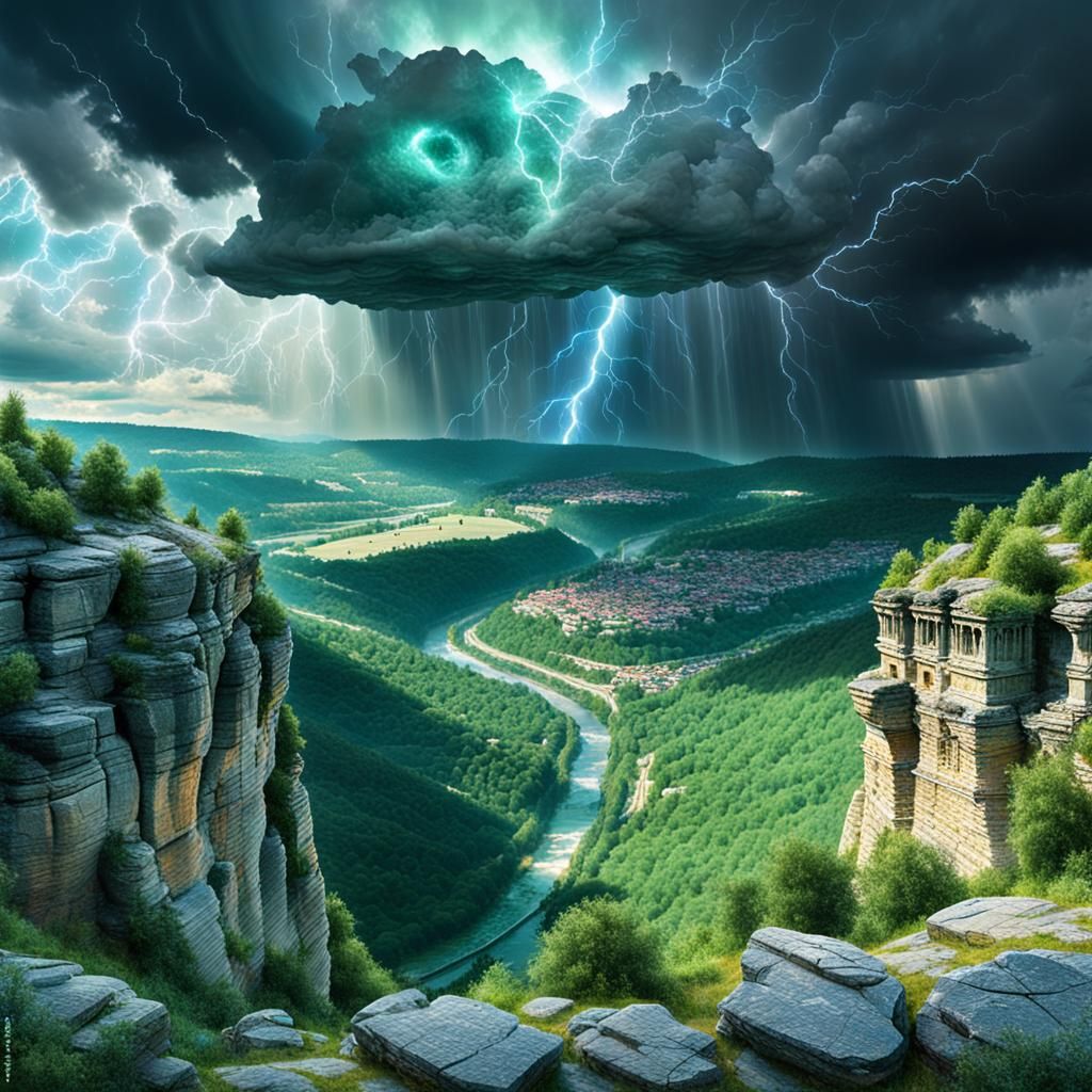 Dramatic Storm over Veliko Tarnovo Canyon