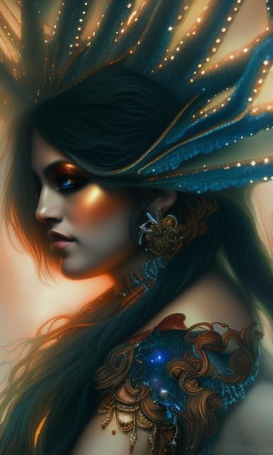 Ethereal Fire Goddess in Flames: Digital Art