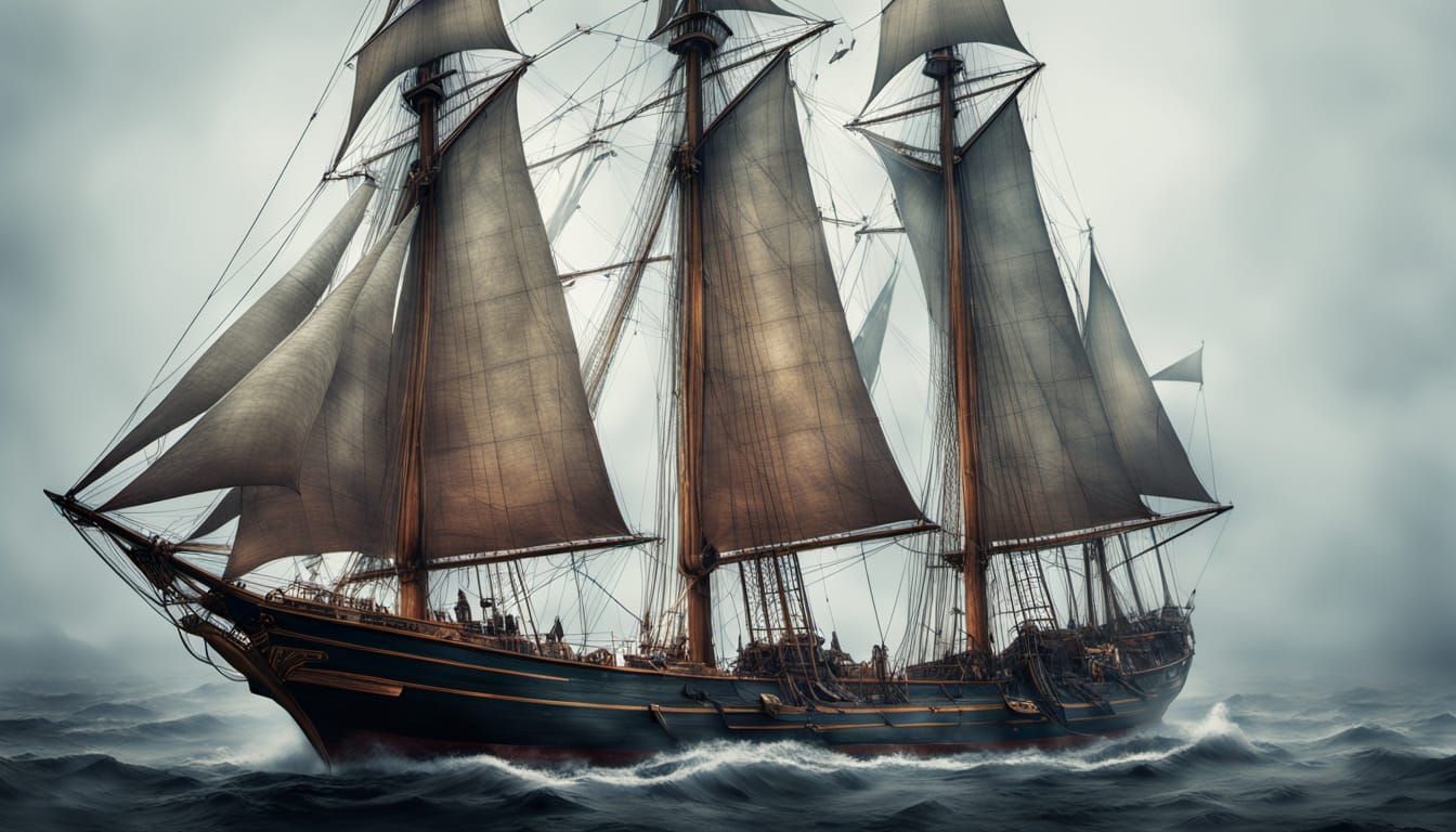 Majestic Schooner Emerge from Fog in Hyper-Realistic Marine ...