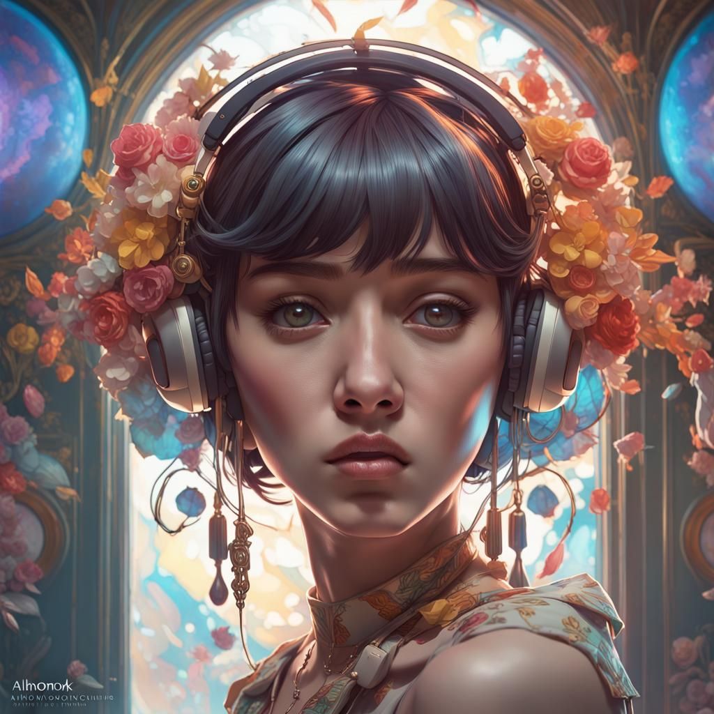 Anime-Inspired Woman Listening to Jewelry Box Music