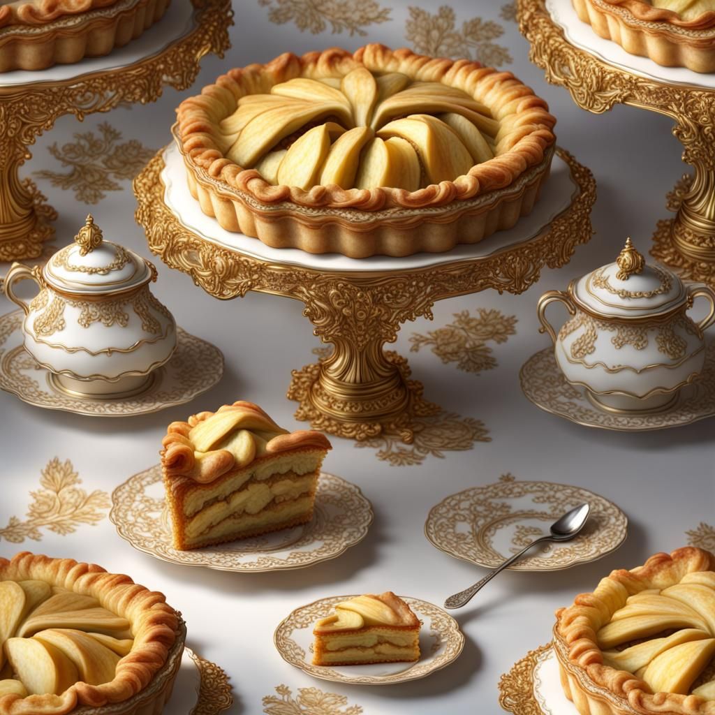 Opulent Apple Pie in Baroque Style Patisserie