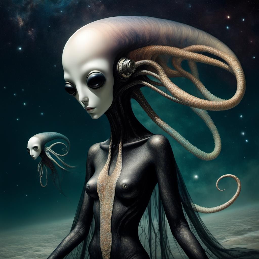 Interstellar Aliens in Art Nouveau Style