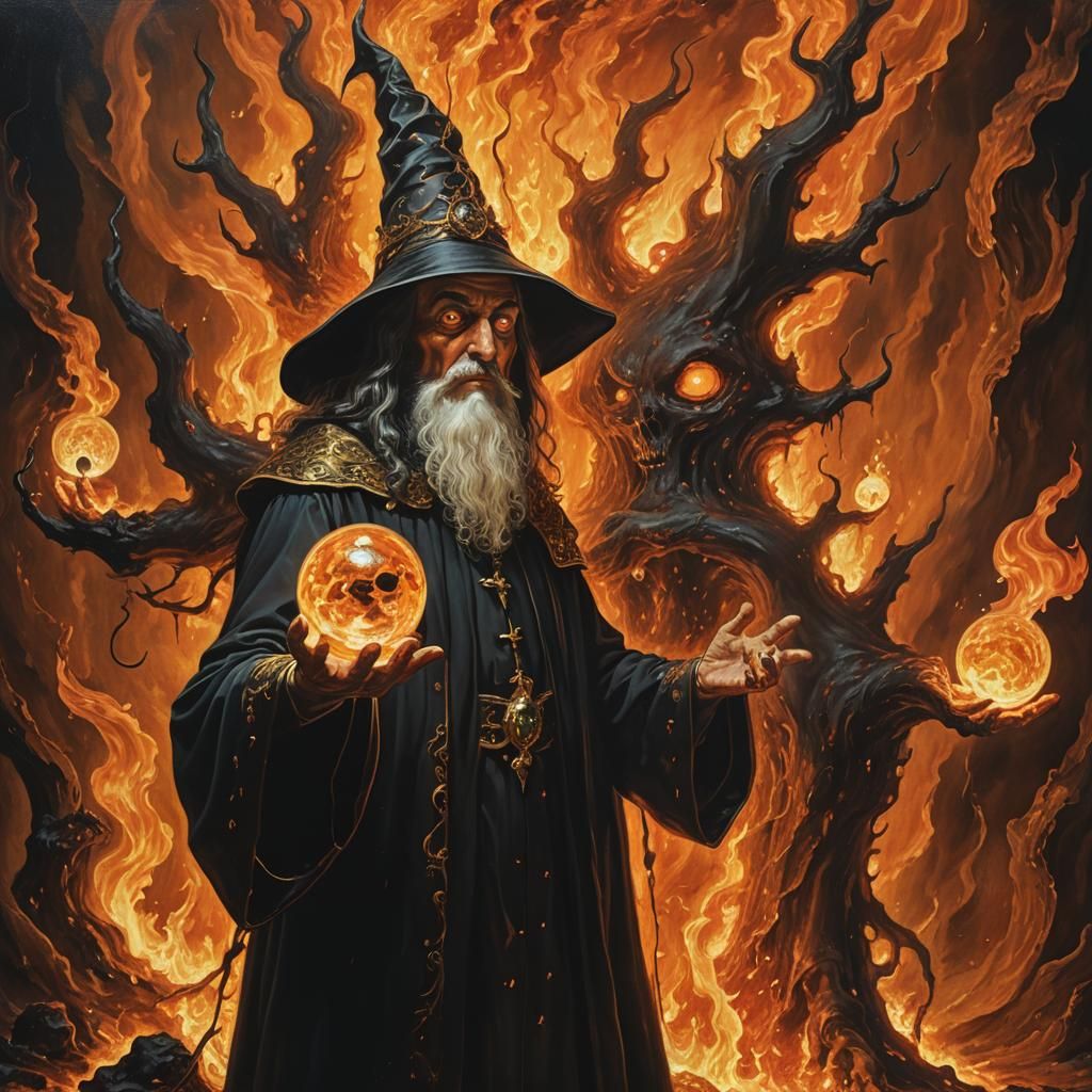 Wizard's Orb in Surreal Purgatory: A Surrealist Vision