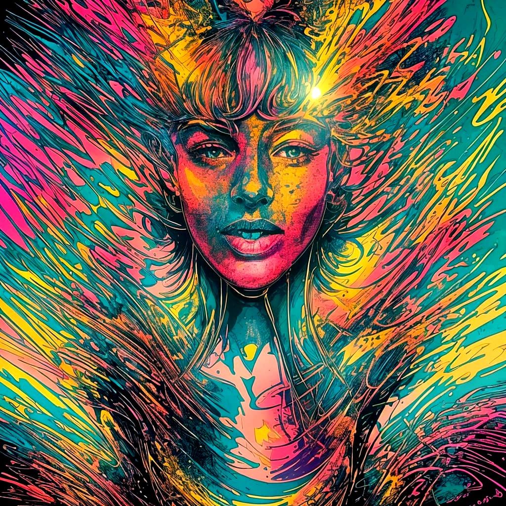 Psychedelic Pop Art Inspired by Andy Warhol's Vibrant Colors