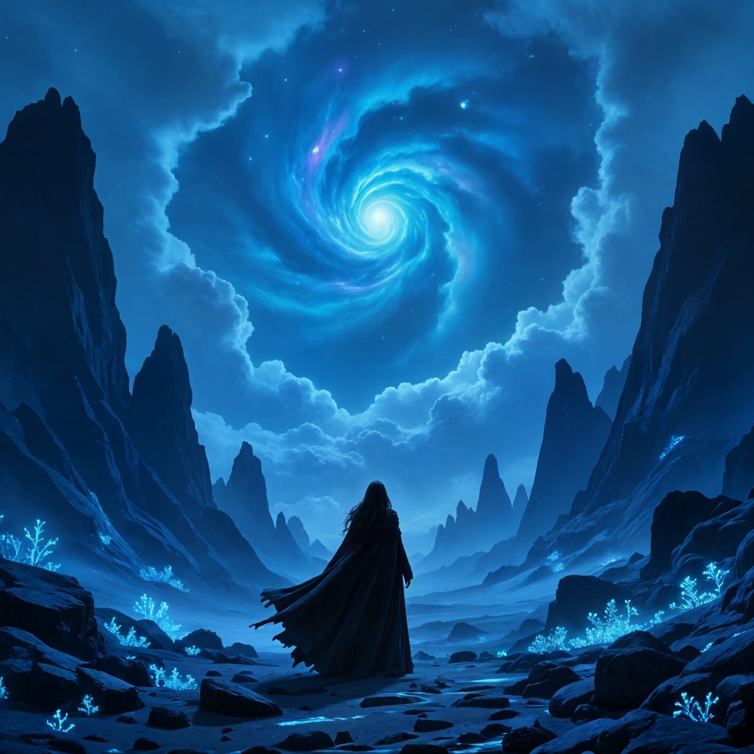 Witch Gazes at Cosmic Entity on Alien World