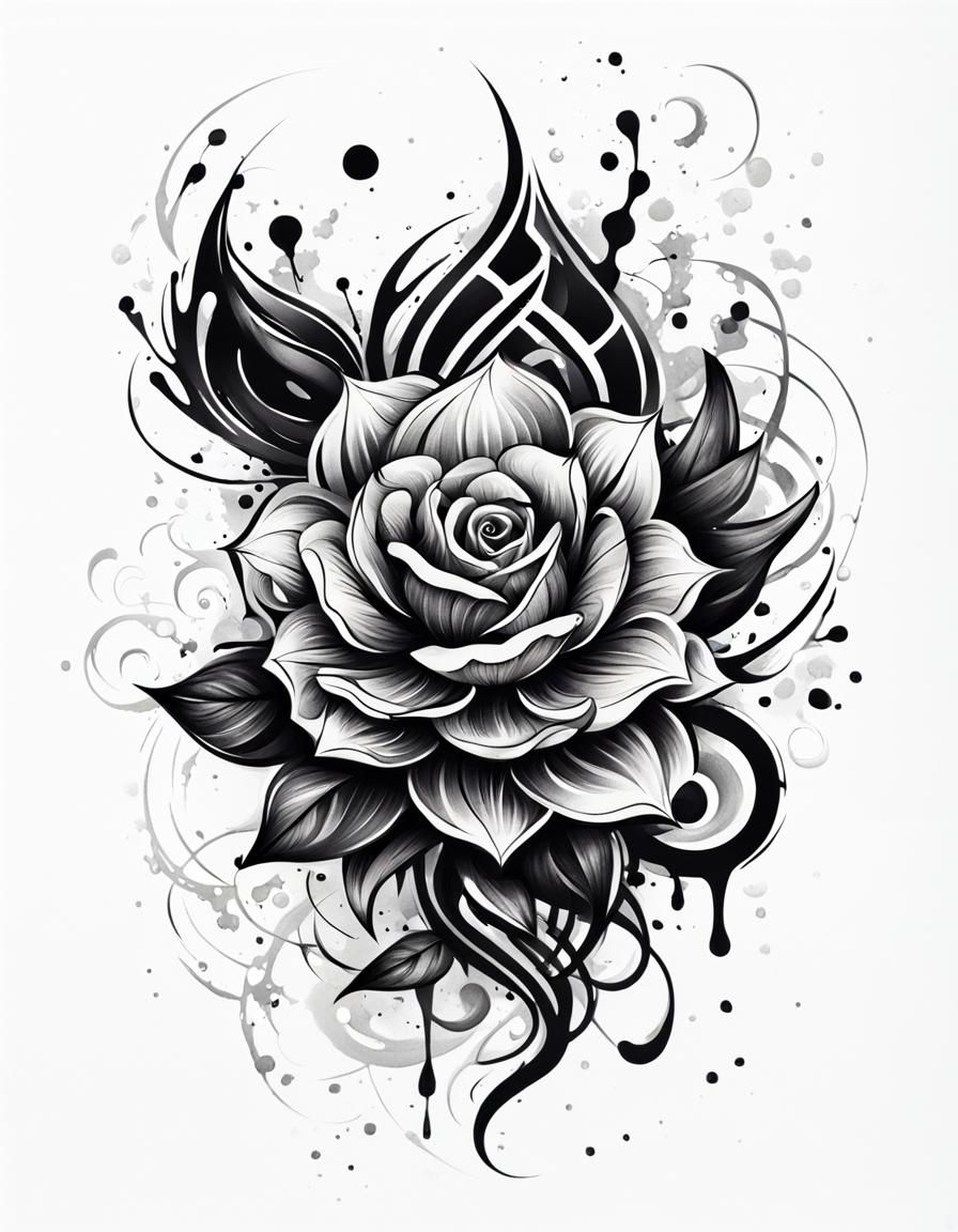 Abstract Tattoo Sketch Design on White