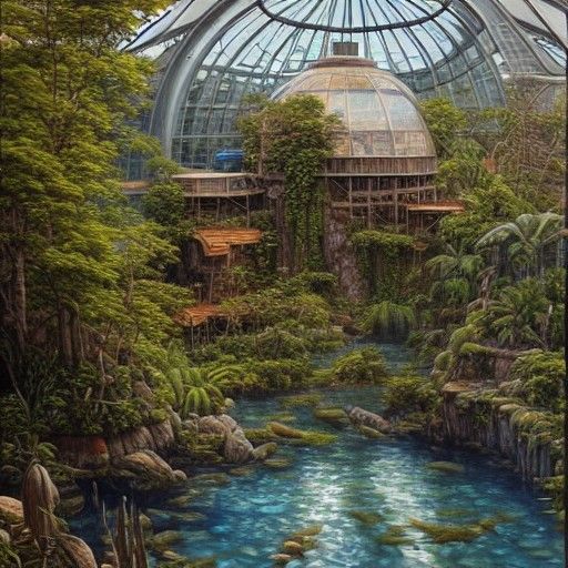 Detailed Biodome as Oil Painting