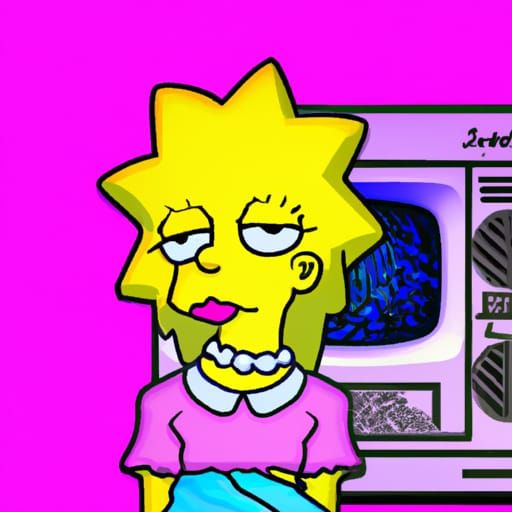 Lisa Simpson in Vaporwave Style
