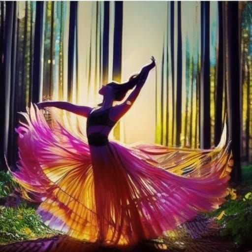 Dynamic Yoga Dancer in Art Nouveau Style