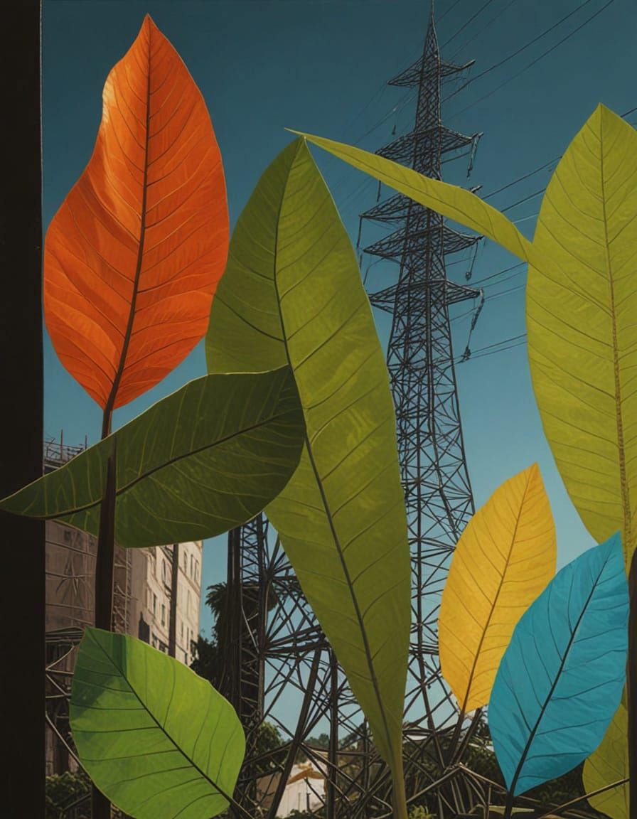 Tropical Wire Landscape with Ethereal Tower