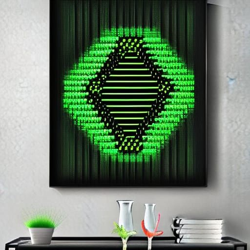 Intricate Shape Art in Neon Green and Black