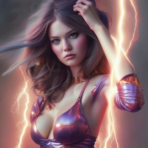Electric Princess Portrait Surrounded by Lightning