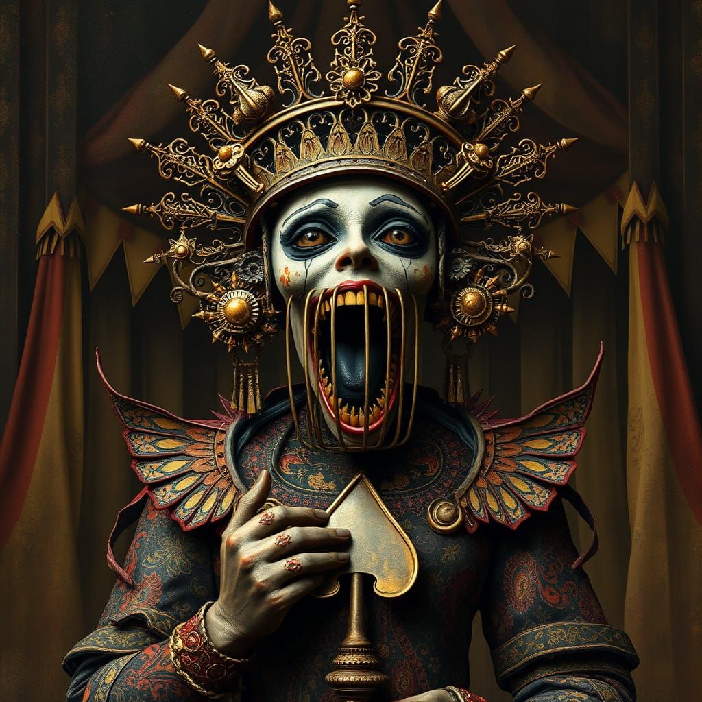 Gothic Queen of Spades in Hieronymus Bosch Circus Style