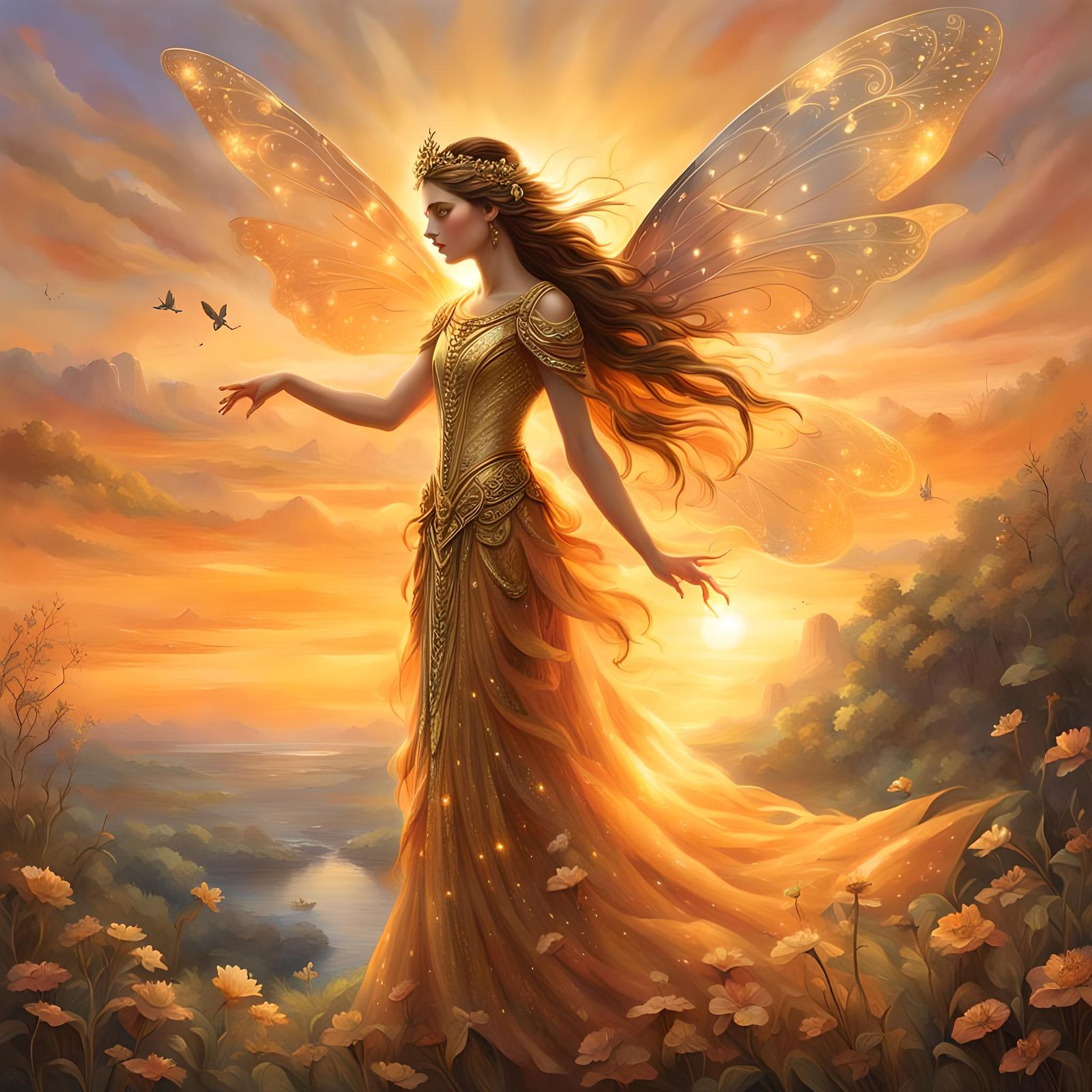 Radiant Fairy Queen Bids Farewell to the Day