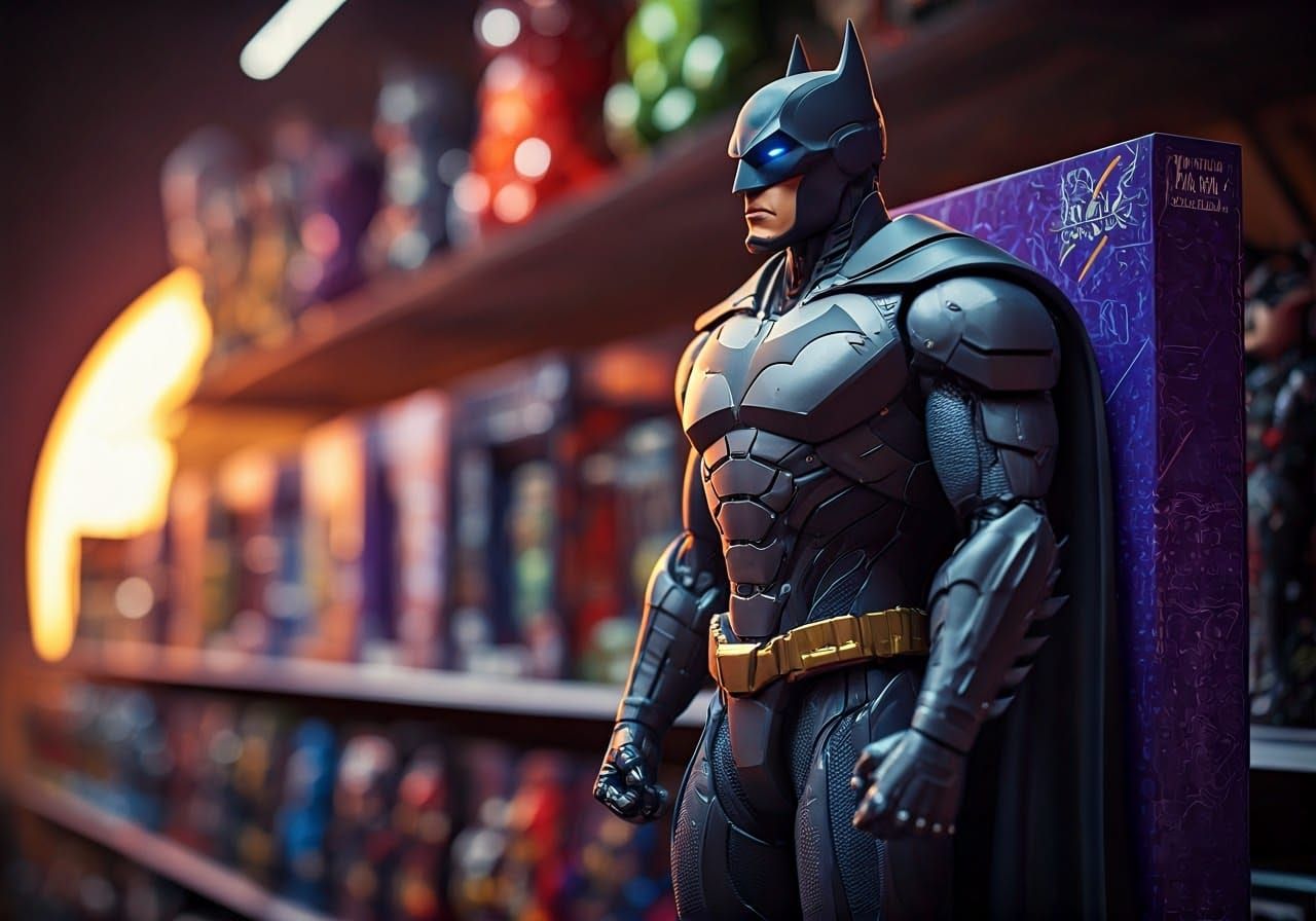 Robot Superhero Toy Action Figure in Toy Store Shelf