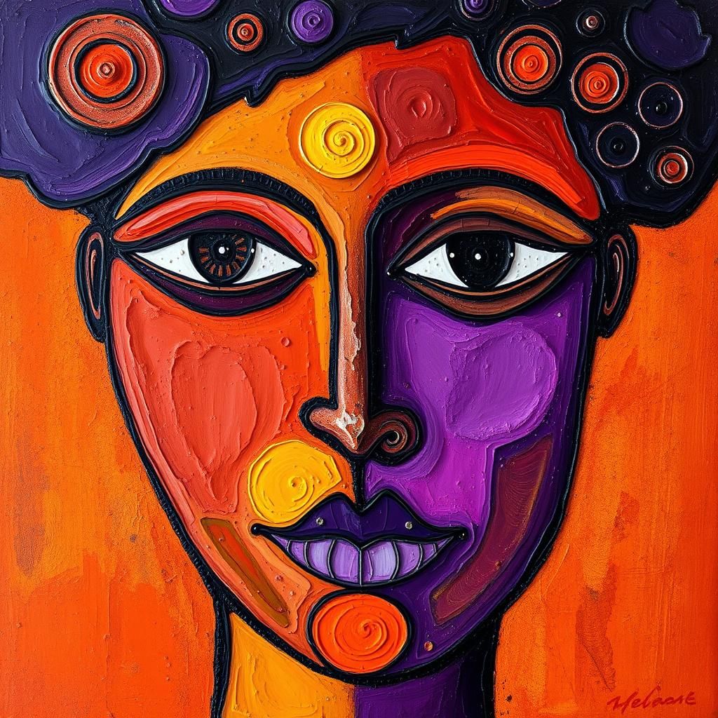 Aboriginal Art Faces in Neo-Impressionist Style