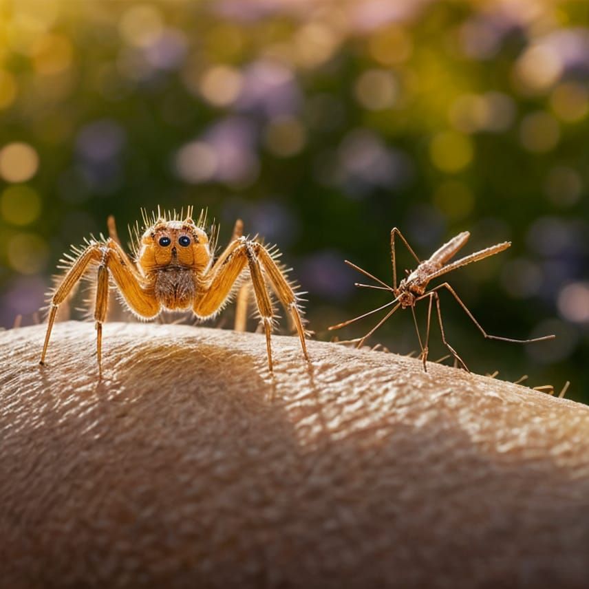 Jumping spider and mosquito
